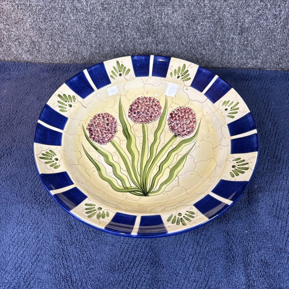 Vtg~Laurie Gates~Large Pasta/Salad Serving Bowl 14.25"x3.5"~Purple Flower